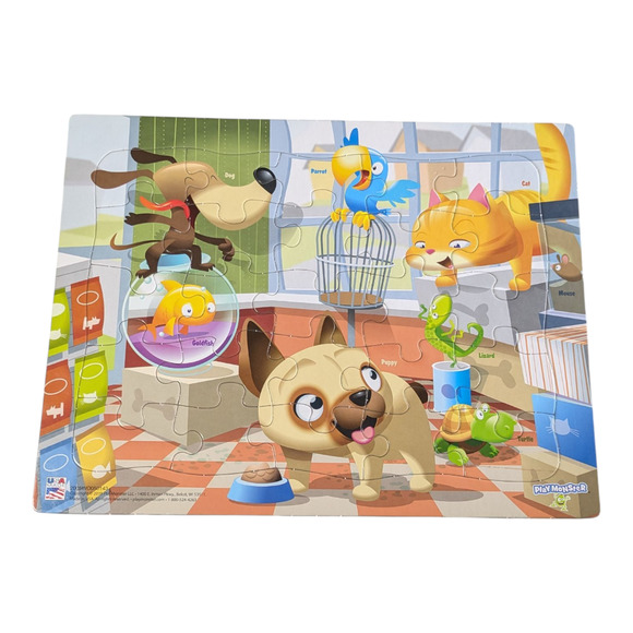 Puzzles - For Kids - 2PK-Well Cared for Cat and Dog Pet Store & Snowman at Play - Picture 2 of 3